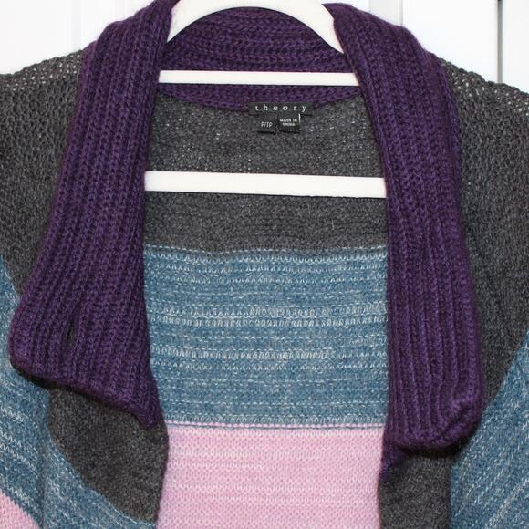 THEORY Floriane Land Multi Color Striped Long Cardigan | P Small - Picture 10 of 15